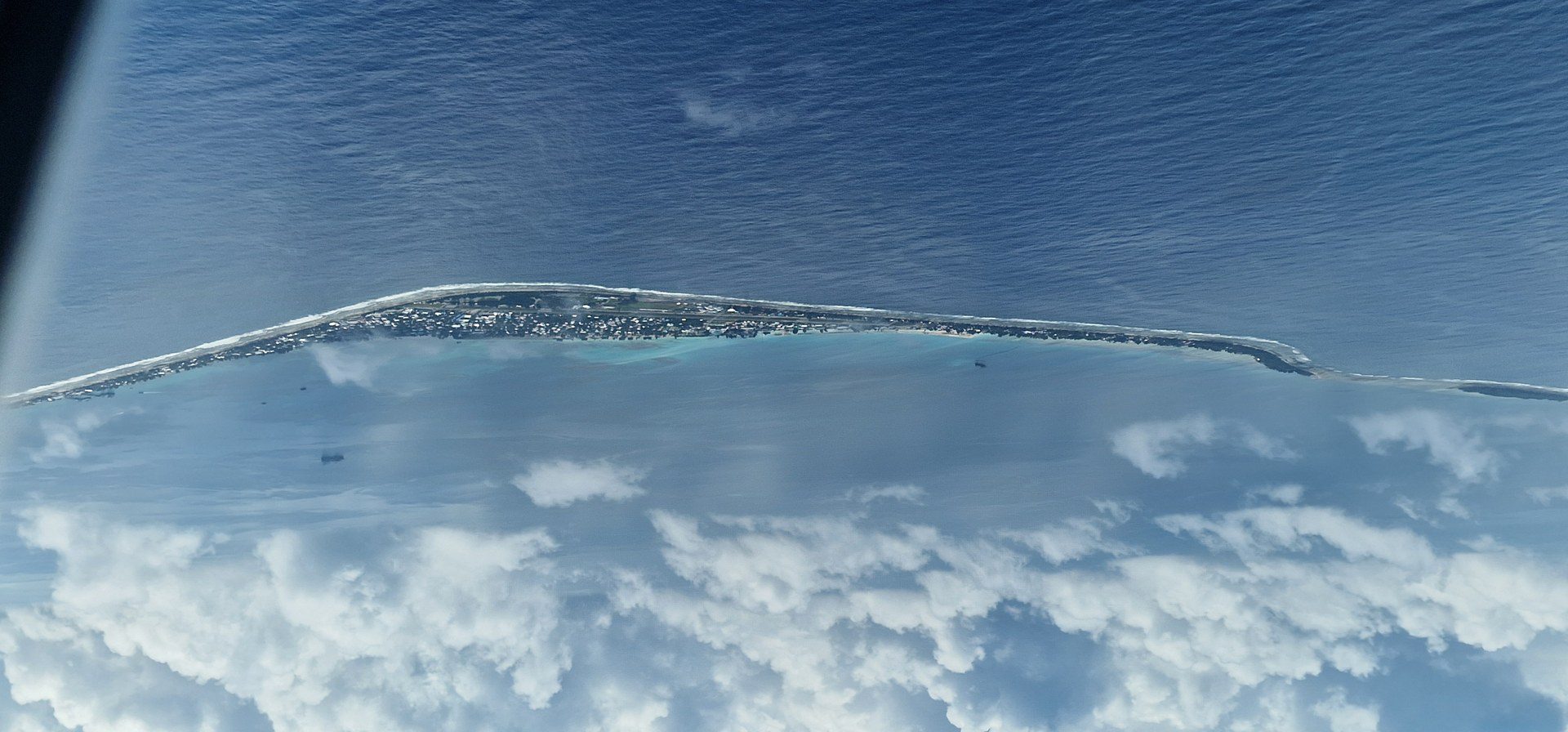 Aerial view of the low-lying Funafuti atoll in Tuvalu