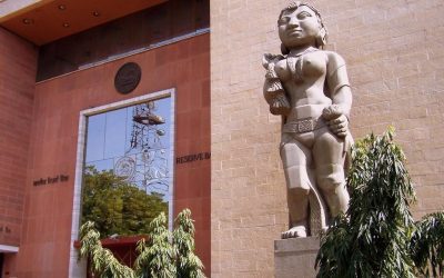 Entrance of the Reserve Bank of India central office building in Mumbai