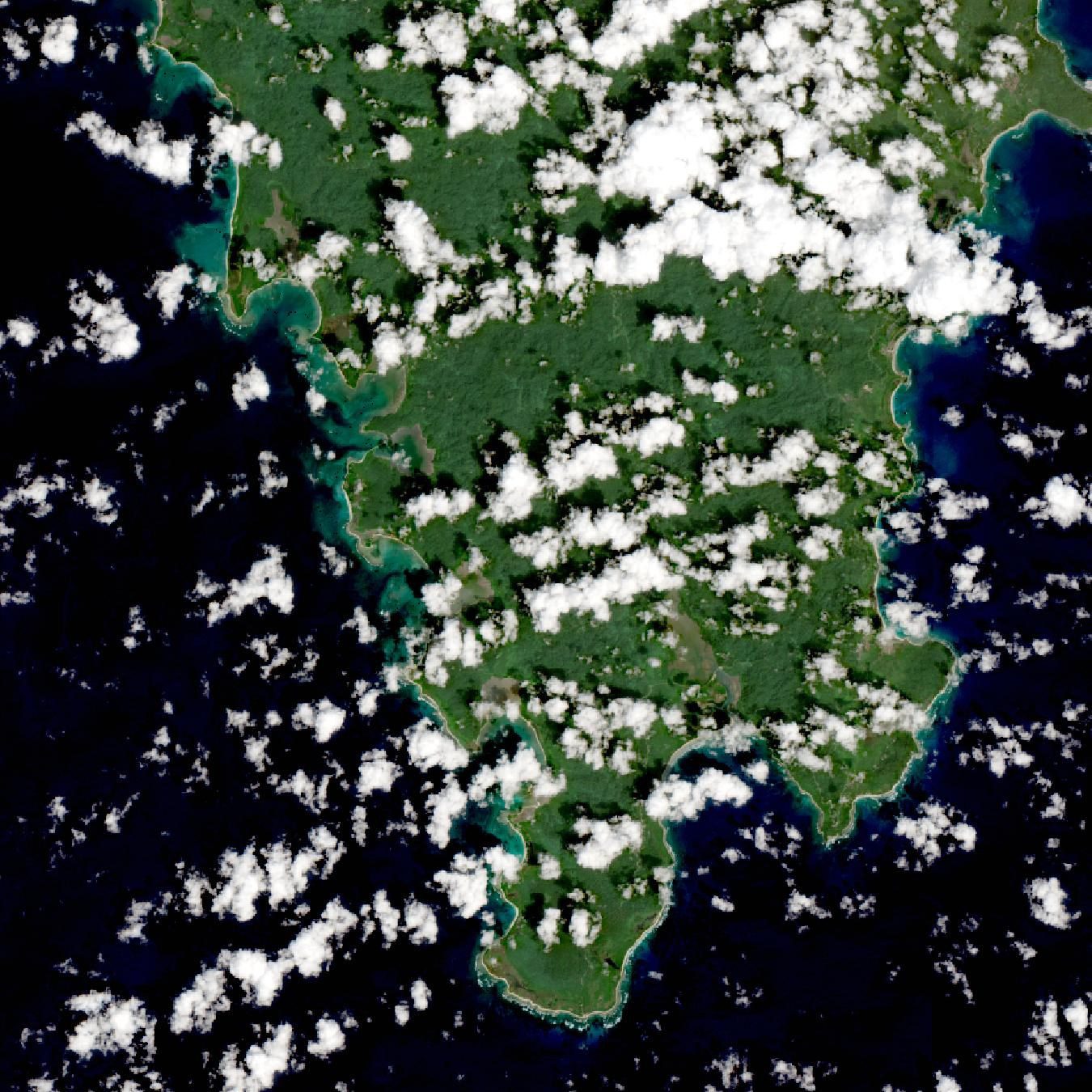 Satellite view of Galathea Bay on Great Nicobar Island