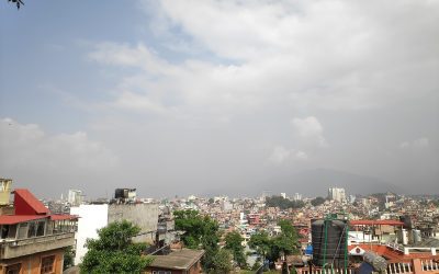 View across the Kathmandu Valley with the city spread below
