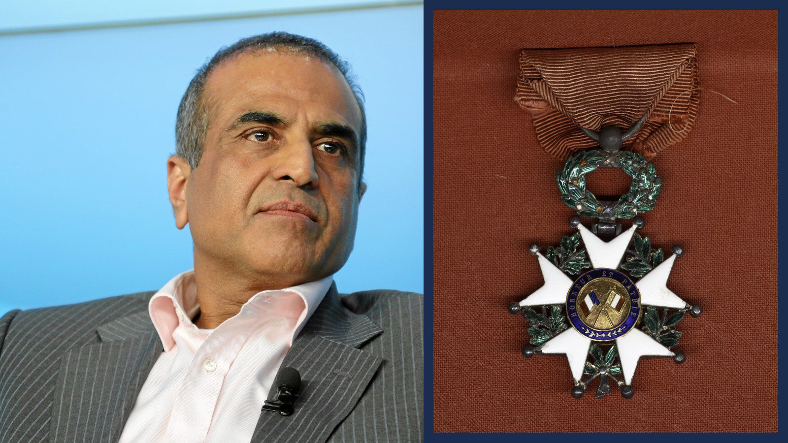 Sunil Bharti Mittal beside a Knight's badge of the French Légion d'honneur